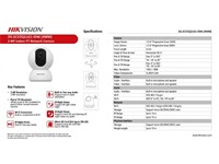 Hikvision Indoor Wireless Network PT Camera 2MP 4mm Lens , 10m IR , 1/3" CMOS , Support Wi-Fi Connection , Two Way Audio , ONVIF , Built-in Mic & Speaker , 1xRJ45 10/100M , WDR , Supports Micro SD Card Up to 512GB , Motion Detection , 5V1A [HKV DS-2CV2Q21G1-IDW (4MM)]