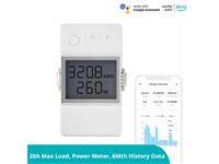 WiFi Smart Switch (20A) with LCD for Energy Monitoring. Track Power, Current, Voltage, and cumulative power consumption of your appliances in Real-Time on the LCD Screen. Can be mounted on a DIN Rail [SONOFF ENERGY MONITOR POWR320D]