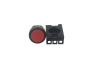 Push Button Actuator Non-Illuminated Momentary • Red Flush Button • Black 30mm Bezel [PB301MR]