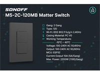 The Black SONOFF M5 Matter Smart Wall Switch 2CH Series Offers a Sophisticated Solution for Modern Home Automation. Designed with Matter Compatibility, These Switches Effortlessly Integrate Into Matter-Enabled Ecosystems [SONOFF M5-2C-120MB MATTER SWITCH]