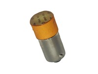 12VDC Yellow Bayonet mount flat lens LED lamp bulb for use with P300/P350 Series Lamps and Switches [BA9S-LED12Y]