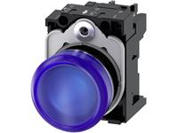 SIRIUS ACT Indicator Lights, 22mm, Round, Metal, Shiny, Blue, Lens, Smooth, with Holder, LED Module with Integrated LED 230 V AC, Screw Terminal [3SU1156-6AA50-1AA0]