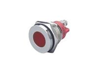 Vandal Resist Pilot Lamp 16mm Flat Red Dot LED 24V AC/DC 15mA- IP67 - Nickel Plated Brass - Screw Terminals [AVL16FW-NDR24]