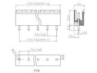 Combicon Shrouded PCB Header Straight 3P 7,5mm 12A 300V [CPM7,5-3E]