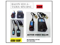 HD Active Video Balun Tranceiver, 1CH HD 1080P, Transmit 8MP Signal VIA UTP, up to 400M. NB Requires 12V 1A PSU. Not Included. Suitable for AHD, CVI, TVI as well as CVBS. [BALUN 1CH A-TX/RX 4IN1 BNC]