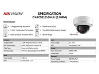 Hikvision DOME Camera 2MP 2.8mm Lens, 30m IR, 1/2.9"CMOS, H2.65+, CBR/VBR, 32Kbps~8Mbps, Built-in Microphone , iVMS-4200,Hik-Connect , WDR , BLC/HLC/3D DNR, 1xRJ45 10M/100M, 12VDC 0.5A, PoE: IEEE 802.3af, IP67 [HKV DS-2CD2121G0-LIU (2.8MM)]