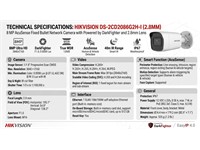 Hikvision Acusense EXIR Fixed Bullet Camera 8MP 2.8mm Lens, 40m IR, 1/1.8"CMOS, Max Res:3840×2160, 32Kbps~16Mbps, CBR/VBR, H.265+, BLC/HLC, 3D DNR, 1xRJ45 10M/100M, WDR120dB, Built-in Memory Card Slot Up to 512GB, 12VDC/POE, IP67 [HKV DS-2CD2086G2H-I (2.8MM)]