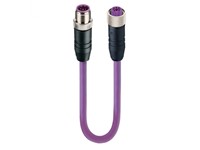 Cordset - PROFIBUS M12 B COD Male - Female Straight. 5 Pole Double End - 2M PUR Violet Cable 7,6mm OD. [0975 254 101/2M]
