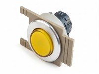 PB Actuator Non-Illum. Mom - yellow raised button 35mm met. silver flush bezel [PB352MSY]