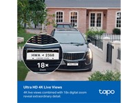 TP-Link Tapo Battery-Powered Security Camera with Build-In Solar Panel 4K Ultra HD, 8MP 3.17mm Lens, 3DNR/WDR, Built-In Microphone & SPKR, 1/2.7” CMOS, 7800mAh Lithium-Ion Battery, 2×Built-In Spotlights, WiFi 2.4/5GHz, IR Mode/ Full-Colour, IP65 [TP-LINK TAPO C465]