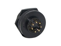 Mini-Con-X 7-position Panel Mount Pin Connector With Contact Size #20 Gold Plated PC Tail Style Pins And Standard Panel Mount Backshell With Epoxy [7281-7PG-3ES]