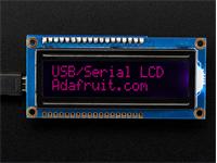 784 :: USB + Serial Backpack Kit with 16x2 RGB Backlight Negative LCD and RGB on Black [ADF LCD+SERIAL B/PACK KIT RGB/BK]