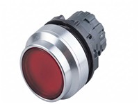 Push Button Actuator Illuminated Latching • Red Lens • Metallic Silver 30mm High Bezel [P304LRS]