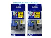 BROTHER COMPATIBLE , TZE , EXTRA STRONG ADHESIVE TAPE  Black on Yellow 24MM ( 8 METRES) [AZE-S651]
