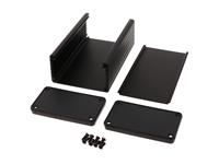 Aluminium Extruded Enclosure with Plastic End Plates, Black Anodized in Colour, Size : 120mmx78mmx43mm [1455K1202BK]