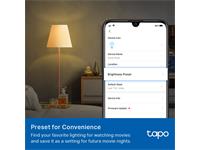 TP-LINK Tapo Smart WiFi Light Bulb E27 8.3W, Warm White 2700K, 806 Lumens, Dimmable via APP & Voice Only, WiFi Frequency:2.4GHz IEEE 802.11b/g/n, 15000 Switching Cycles, Light Beam Angle 220°, Lifetime:25000 HRS, 220~240VAC 50/60 Hz [TP-LINK TAPO- L510E]