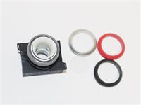 Push Button Actuator Switch Illuminated Latching • Red Raised Lens • Metallic Silver 30mm Bezel [P302LRS]
