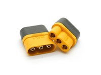MR60 Battery Connector Pair 3 Pole 60A - Cable End Polarized Male/Female 2MM Gold Plated Bullet Terminals With Snap-On Insulator [RC-MR60 CONNECTOR PAIR]