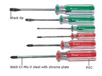 SW-9106 :: 6pcs Line Color Screwdriver with PVC handle and CrMo Steel Blades in Blister Card Packaging [PRK SW-9106]