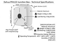Dahua Aluminium Waterproof Junction Box IP66 0,54kg, {134x133.5x56mm} [DHA PFA122]