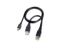 USB Y MINI CABLE - 2 x USB 2.0  A MALE TO MINI USB 5PIN  MALE   , LENGTH 50CM  , THIS IDEAL FOR ENERGY-HUNGRY DEVICES WITH 5-PIN MINI-USB B (F) PORTS (EXTERNAL HARD DRIVES, ETC.). [USB A-MALE X2 TO MINI USB 5PIN]