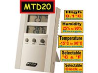 Digital Hygro Thermometer • Dual Display Temperature and Humidity • Humidity 25% to 90% Temperature minus 15°C to 90°C [MAJ MTD20]