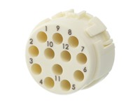 Circular Connector M23 Signle. Male Crimp Insert CCW- 12 Pole (PE on Pos 9) FOR 12 x 1mm Contacts - 8/20A @ 500VAC Max. [7004912111]