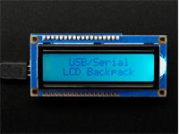 782 :: USB + Serial Backpack Kit with 16x2 RGB Backlight Positive LCD and Black on RGB [ADF LCD+SERIAL B/PACK KIT BK/RGB]