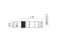 Circular Connector M8 Cable Female Straight, 3 Pole Screw Lock Sold Terminal 5,0mm Cable Entry Ip67 [99-3400-00-03]