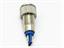 VANDAL RESIST PILOT LAMP 8mm RAISED BLU DOT LED 12V AC/DC 15mA  - IP67 -  NICL PLATED BRASS [AVL8R-NDB12]