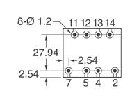 Medium Power Monostable Vertical Relay Form 2C (2c/o) Plug-In 24VDC Coil 1600 Ohm 5A 250VAC/30 VDC Bifurcated Contacts - Hi Rel. [NC2D-DC24V]