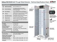 Dahua Walk-Through Metal Detector 18 Zone, 3.5 inch LCD, 9 Alarm Tones with 10 Adjustable Volume Levels, 255 Adjustable Sensitivity Levels in each Detection Zone, RS485, 1xRJ45 100Mbps, Output:12VDC, Supports 1-Channel Relay Output, 47kg [DHA ISC-D118]