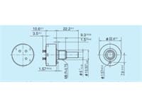 Single turn Conductive Plastic Rotary Control Potentiometer, Model : 357, Size 22.2mm dia • Turret type • 1W @ 70°C • 5kΩ • ±20% • 1 Turn 360° [FCP22R-5K]