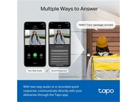 Tp-link Tapo Video Doorbell Camera With H200 Hub 2k 5mp , 2.1mm Lens , 850nm IR LED Up To 33ft , 1/2.7“Cmos , 3dnr/Wdr , Built-in-mic & Spkr , Micro Sd Card Slot Max:512gb , WiFi 2.4ghz , Built-in Rechargeable Batt , TCP/IP/ICMP , H2.64 , Ip64 [TP-LINK TAPO D230S1]