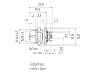 Circular Connector M12 X COD Panel Female 8 Pole Front Mount PCB Contacts IP67 [09-3782-91-08]