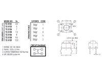 Tactile Switch • Form : 1A - SPST (NO)/4Termn • 50mA-12VDC • 160gf • PCB • 6x6mm , Lever : 0.8mm [TC0102X]