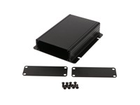 Extruded Aluminium Enclosure with Integrated Flange Black Anodized 120x78x27mm - Aluminium End Plates [1455JF1201BK]