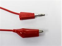Test Cordset - Red - 500mm PVC 0,75mm sq.- 4mm 'Lantern' Banana Plug - Croc Clip - 15A-30VAC/60VDC [XY-TCS570-50 RED]