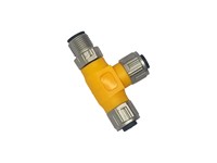 "T" Distribution Adaptor M12 5 Pole - 1 X M12 Female Plug to 1 each M12 Male & Female Receptacles A Coded (21033199501) [XY-1541186-ECN]