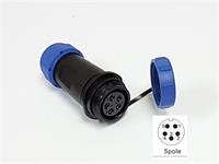 Female Circular Connector • Plastic Screw-Lock Cable-End Receptacle • 5 Pole • IP68 30A 500VAC [XY-CC211-5S-II-1C]