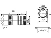 Circular Connector M23 Signal Panel Square Flange Housing/Cable Clamp Male Thread. Cable OD 7-12mm [7476500000]