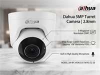 Wired Turret IP Camera 5MP 2.8mm Lens, 35m IR, Resolution: 2880x1620 @ 25fps, Viewing Angle:100°~110°, H.264/H2.65, True WDR, Ethernet:100Mbps, Built-In-Mic, Up to 200 Users, Comp:ALL Ajax Hubs, Motion Detect/AI-Reg, Detect Alarm, 12V/PoE, IP65 [AJAX TURRET CAMERA 5MP 2.8MM]