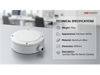 Hikvision Junction Box for Dome Cameras. Indoor/Outdoor, Hikvision White, Aluminium alloy material, Dimension Φ 111mm [HKV DS-1280ZJ-DM18]