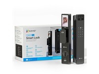 EZVIZ Smart Lock - Face ID, Palm, Fingerprint, Passcode, Bluetooth Key via EZVIZ APP, Remote Lock, 2m IR Night Vision, Aluminium Alloy, 2.4GHz WiFi, IPS 4Inch Screen (Non Touch), Metallic Grey, Camera:1080P, C-Level Cylinder, IP52 [EZVIZ CS-Y3000FVP-PLUS]