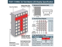 5x7 Dot Matrix LED Display 17.7 x 12.7mm Red IV= 480µcd Grey Face Common Cathode [TC07-11HWA]