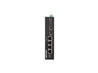 Hikvision 4 Port Gigabit Unmanaged Harsh POE Switch, 3xGigabit PoE Port, 1×Gigabit Hi-PoE Port, 2×Gigabit SFP Fiber Optical Port, 6kV Surge Protection for PoE Ports, Switching Capacity:12Gbps, Wire-Speed Forwarding, Temp:-30°C~ 65°C, 48VDC1,35A [HKV DS-3T0506HP-E/HS]