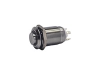 Vandal Resistant Push Button Switch 12mm Momentary. Raised Button. Blue Ring LED 12V - 1n/o 2A-36VDC -IP65-Stainless Steel (Anti Vandal) [AVP12R-M1SCB12]