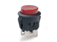 Push Button Switch 23mm Round Bezel - DPST (ON) OFF with Lamp(250VAC) Momentary 10A 250VAC Red 4,75 Fast-on 20,5mm PCO [LC2108KDET2B-AK]