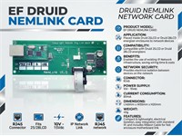 Nemtek Druid Nemlink Card, Power Supply:10V~15Vdc, Current Consumption:80mA, Connector: RJ45, Compatible with the Druid 25LCD or Druid 28LCD Energizers, 140x55x20mm, 45g, (EE-LCD2X/NLE) [EF DRUID NEMLINK CARD]