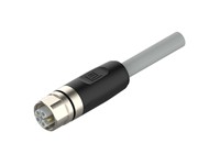 CORDSET M12 L Code Female Straight 5 Pole - Single End - 5m Black PUR (Polyurethane) Cable 5x 1,5mm² Wire IP67 - Low Cost [XY-RKT 5L-949/5BK-ECN]